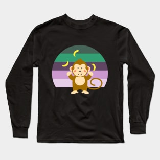 Cute Monkey juggling with Bananas Long Sleeve T-Shirt